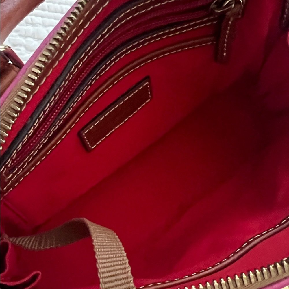 Dooney & Bourke Fuchsia and Brown Satchel - Picture 4 of 9